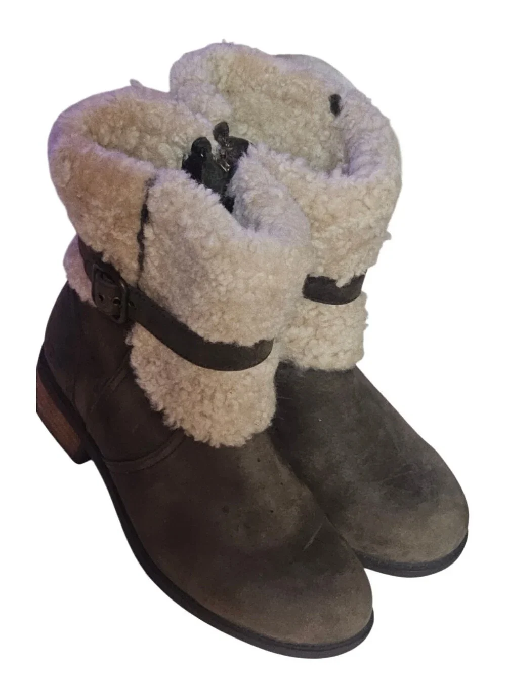Uggs Shearling Lined Blayre 2 Ankle Boots in Cream and Chocolate 1008220 Sz 8